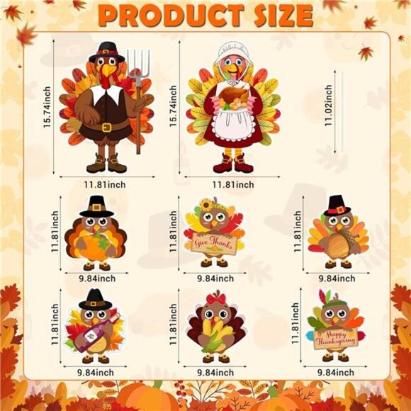 8PCS Thanksgiving Yard Signs with Stakes, Thanksgiving Decorations Outdoor - Picture 2 of 8